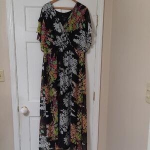 Lane Bryant Black Floral Maxi Dress